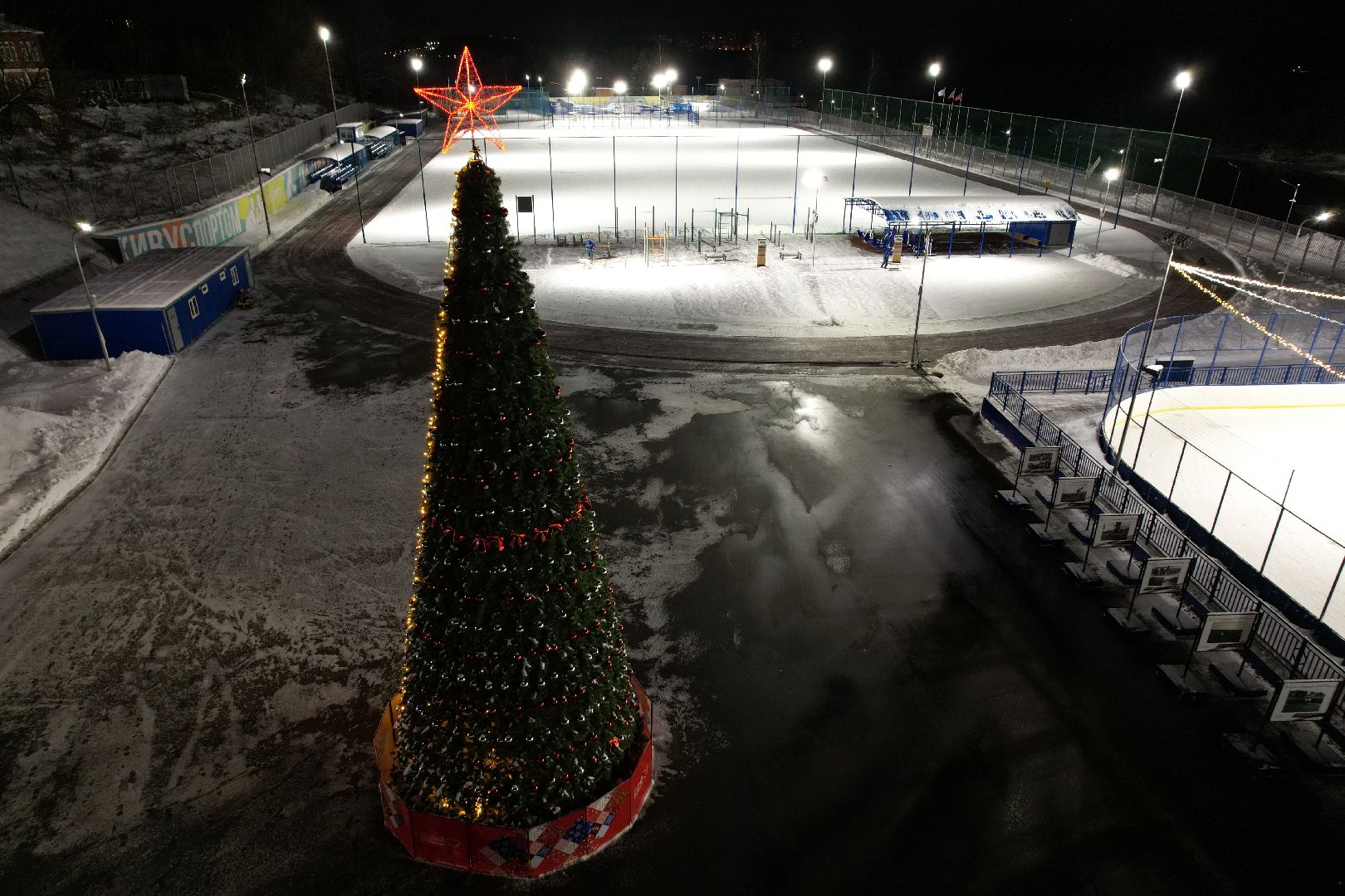 видео с коптера, каток, звенигород,