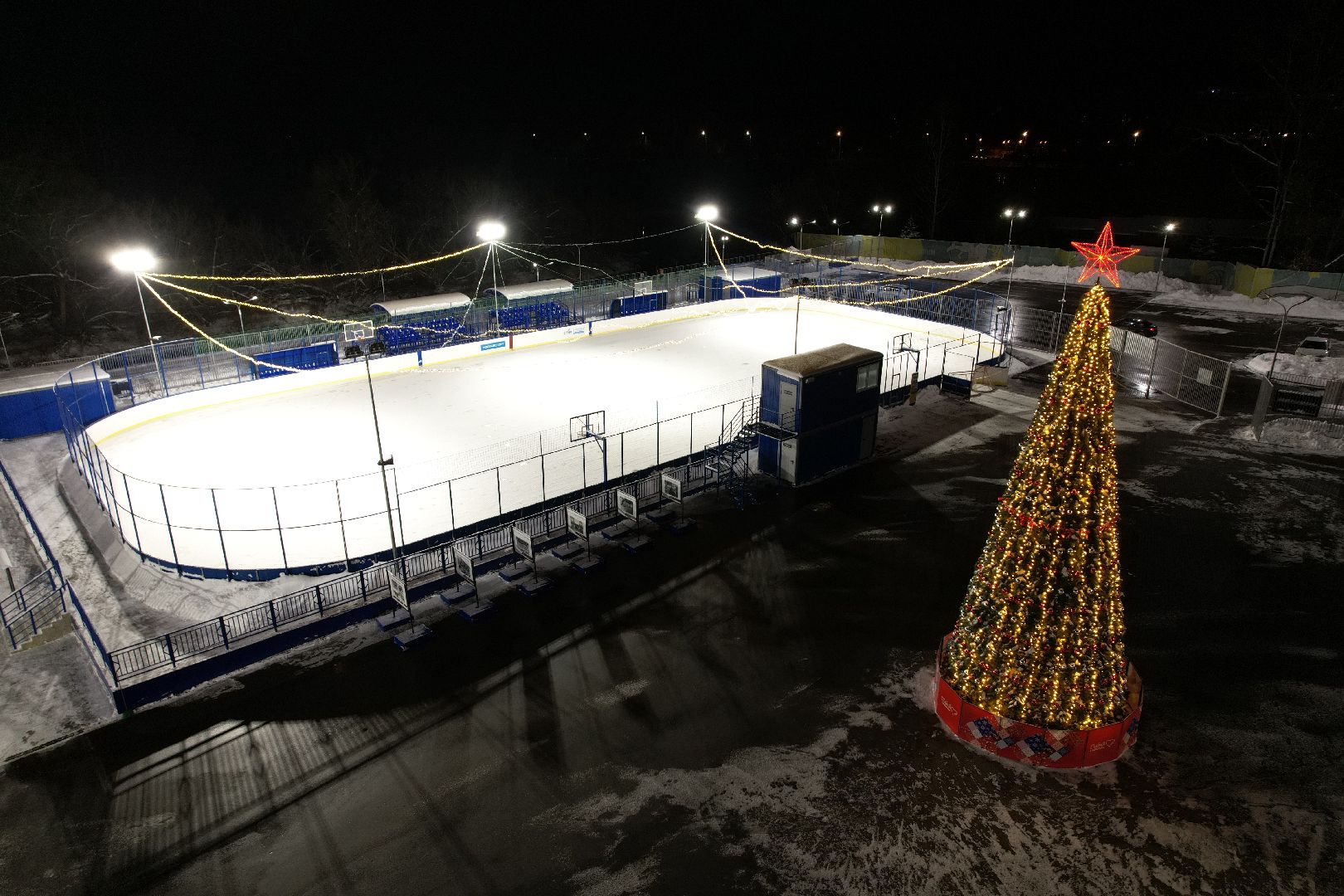 видео с коптера, каток, звенигород,