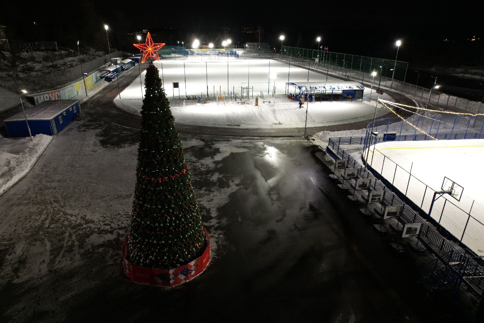 видео с коптера, каток, звенигород,
