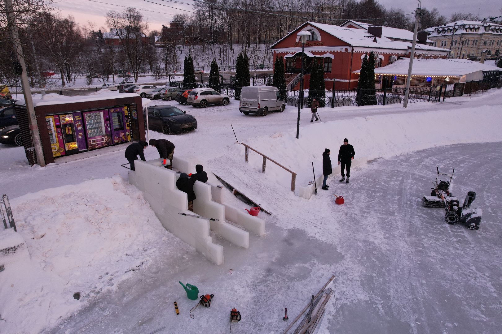 видео с коптера, сергиев посад, зима,