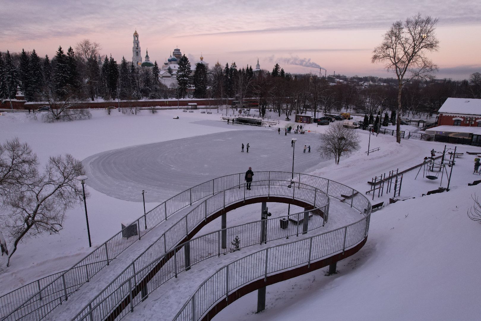 видео с коптера, сергиев посад, зима,