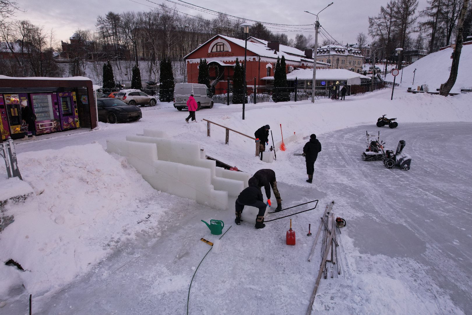 видео с коптера, сергиев посад, зима,