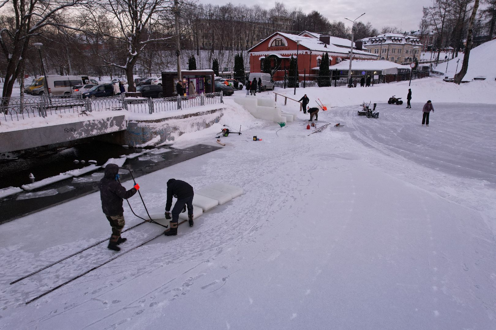 видео с коптера, сергиев посад, зима,