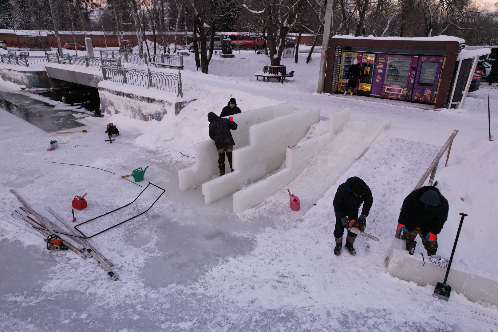 видео с коптера, сергиев посад, зима,