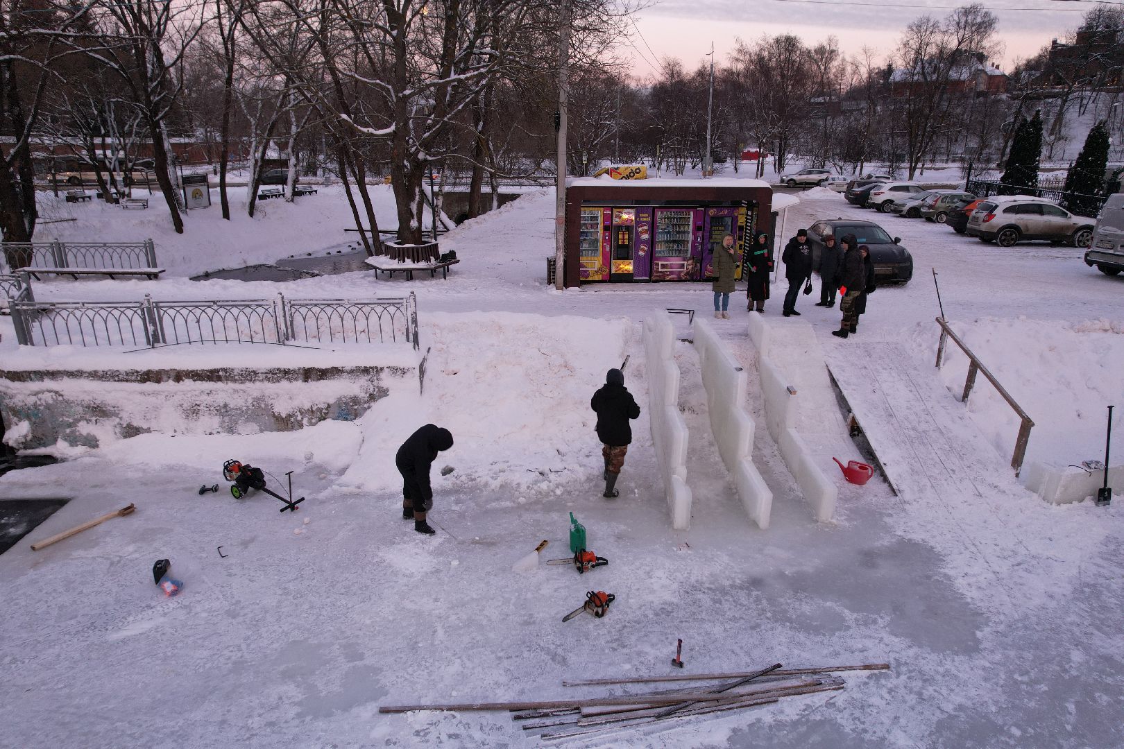 видео с коптера, сергиев посад, зима,