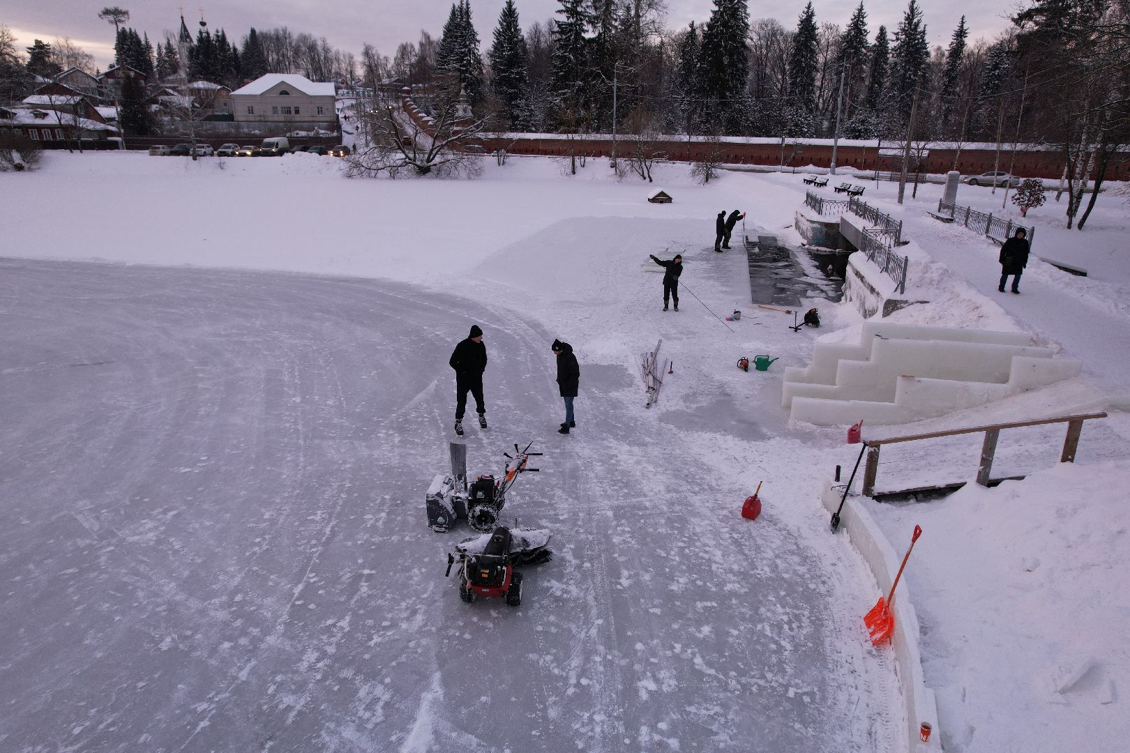 видео с коптера, сергиев посад, зима,