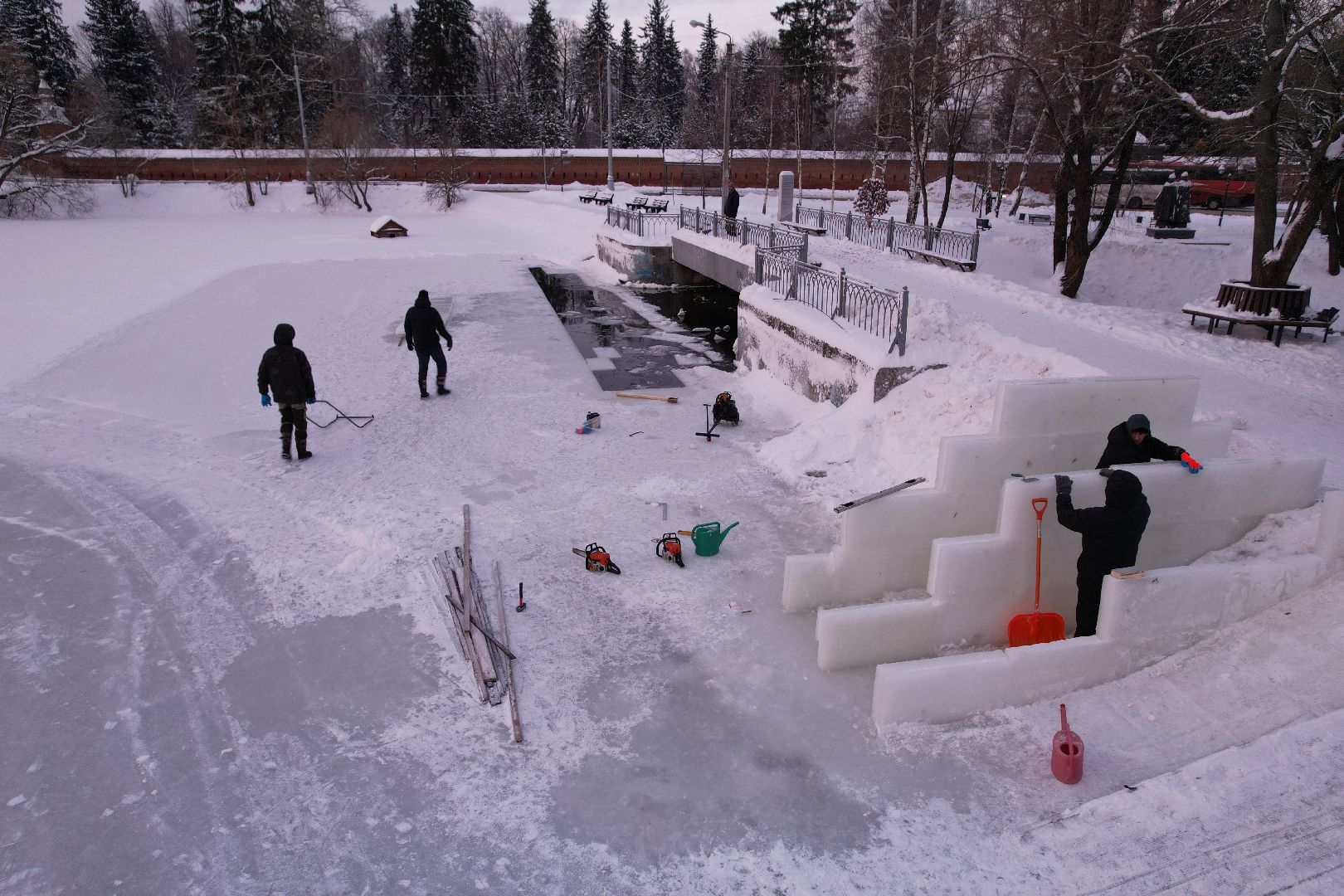 видео с коптера, сергиев посад, зима,