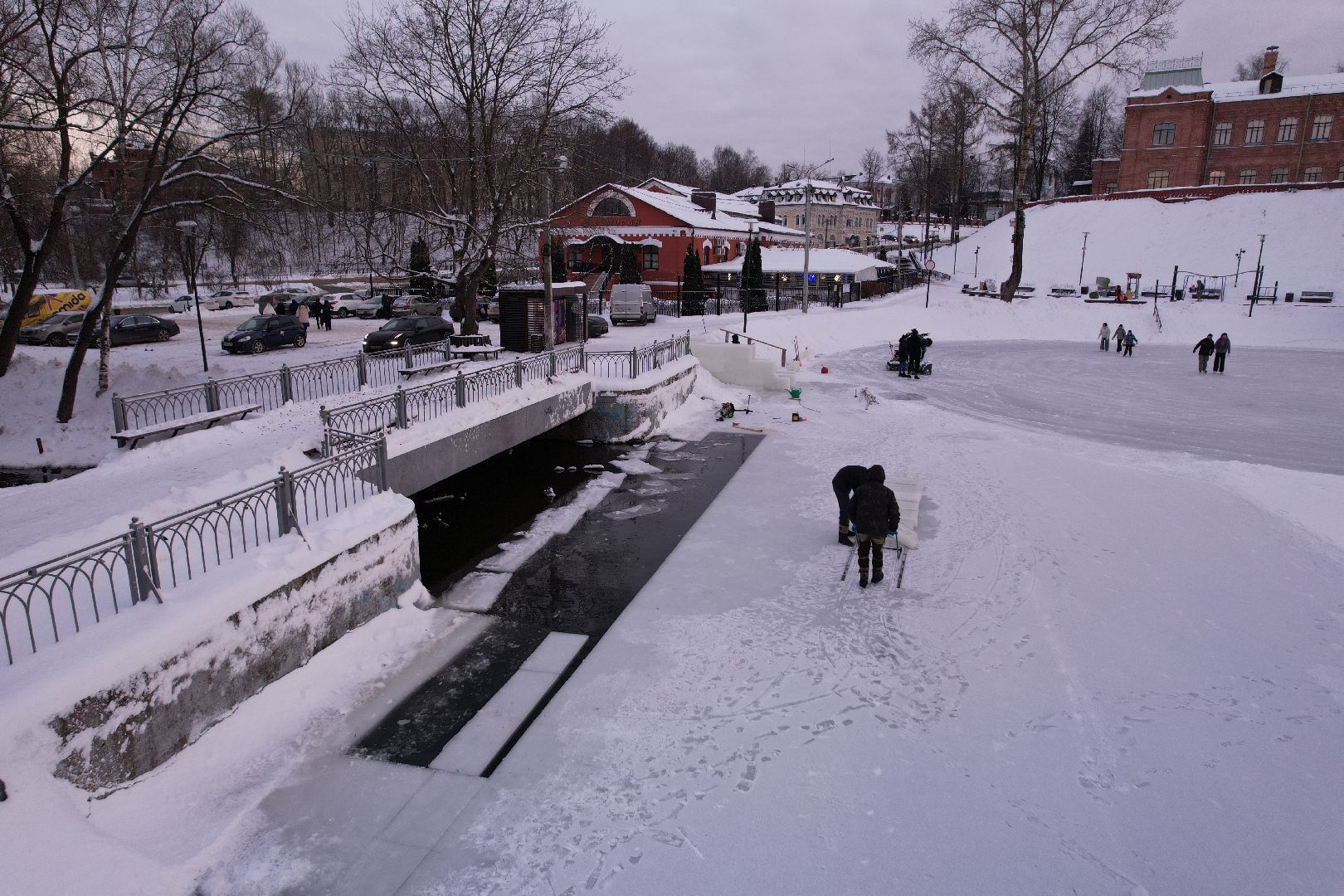 видео с коптера, сергиев посад, зима,