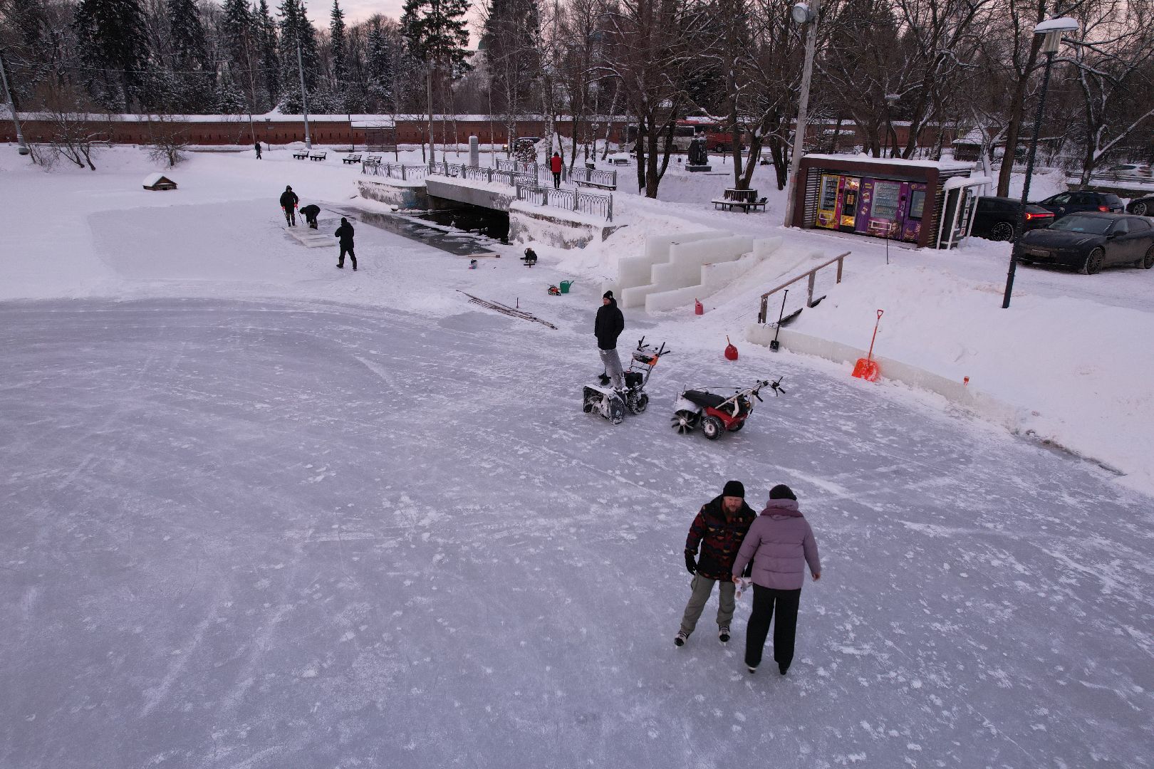 видео с коптера, сергиев посад, зима,