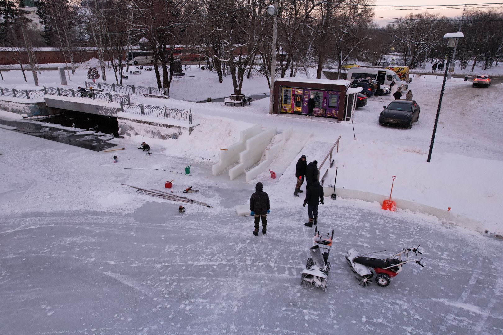 видео с коптера, сергиев посад, зима,