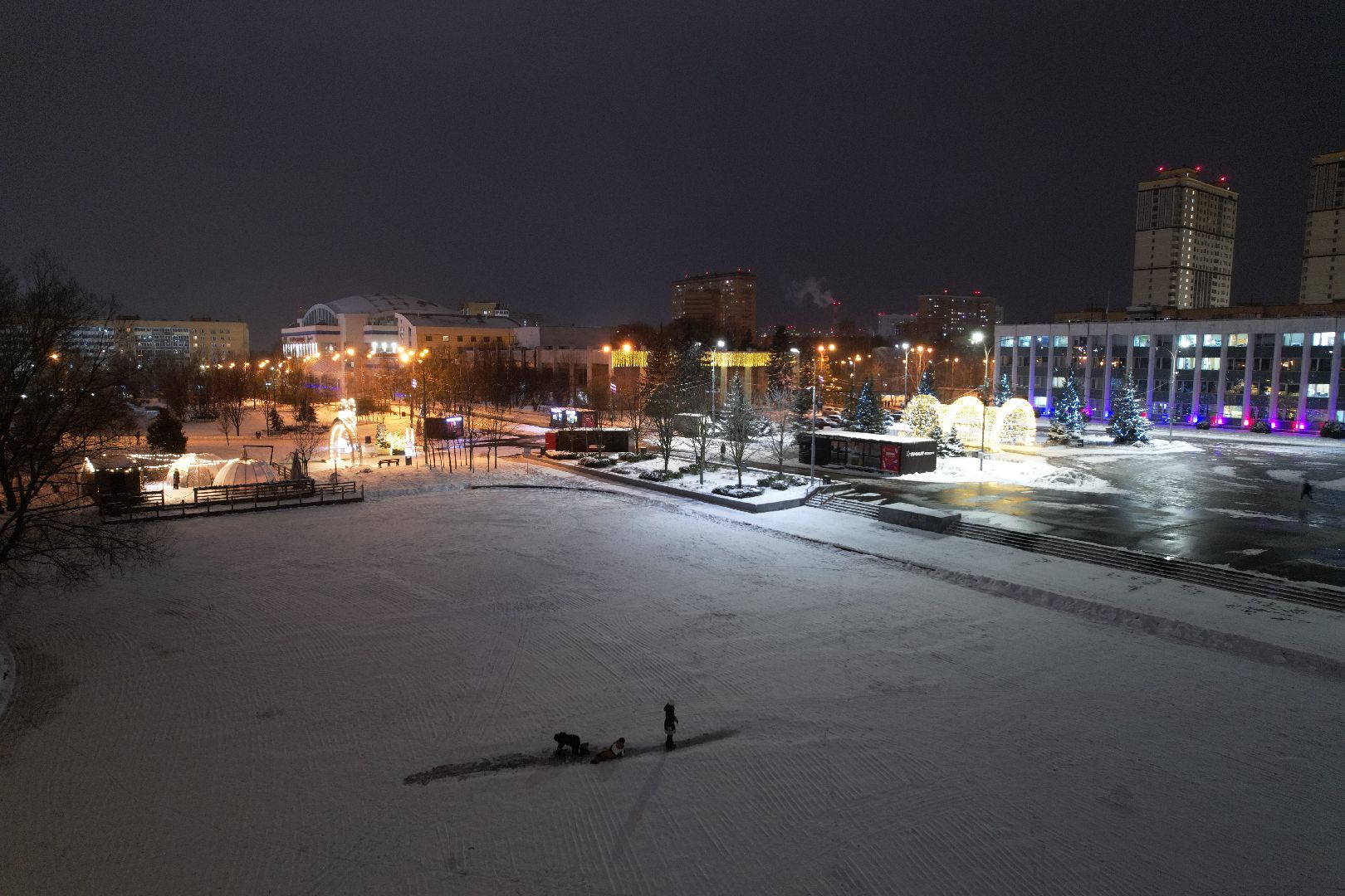видео с коптера, одинцово, ёлка, новый год, иллюминация,