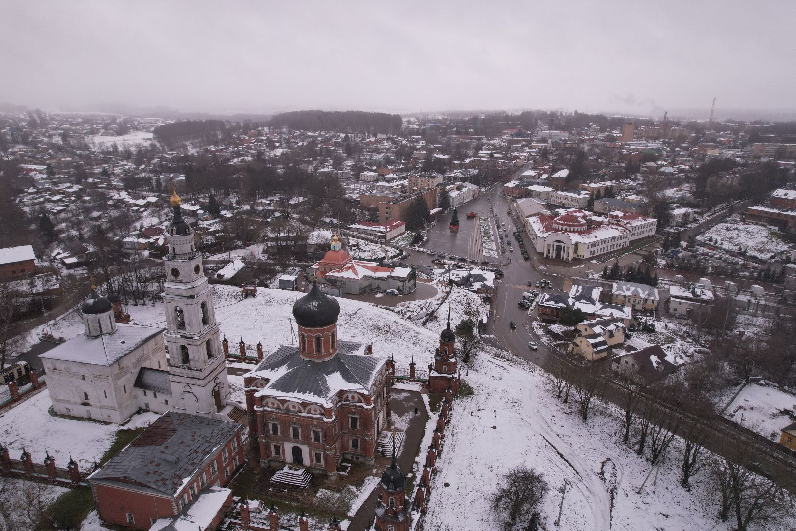 видео с коптера, зима в подмосковье, волоколамск,