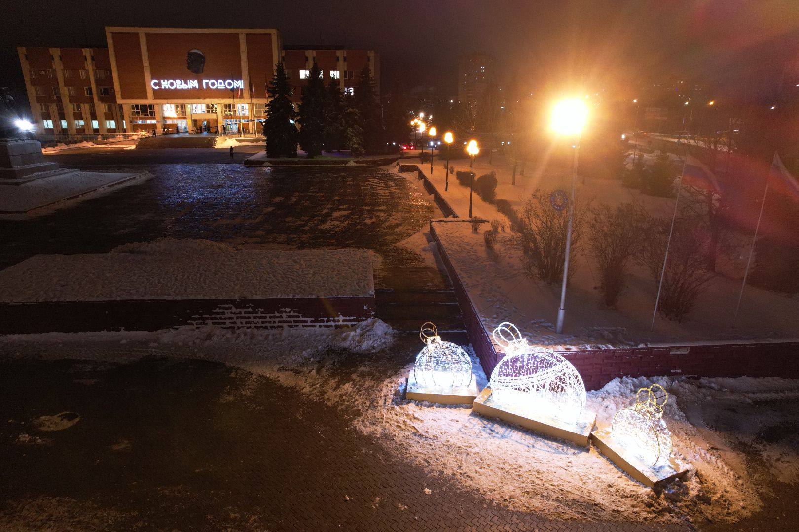видео с коптера, зима в подмосковье, орехово зуево,