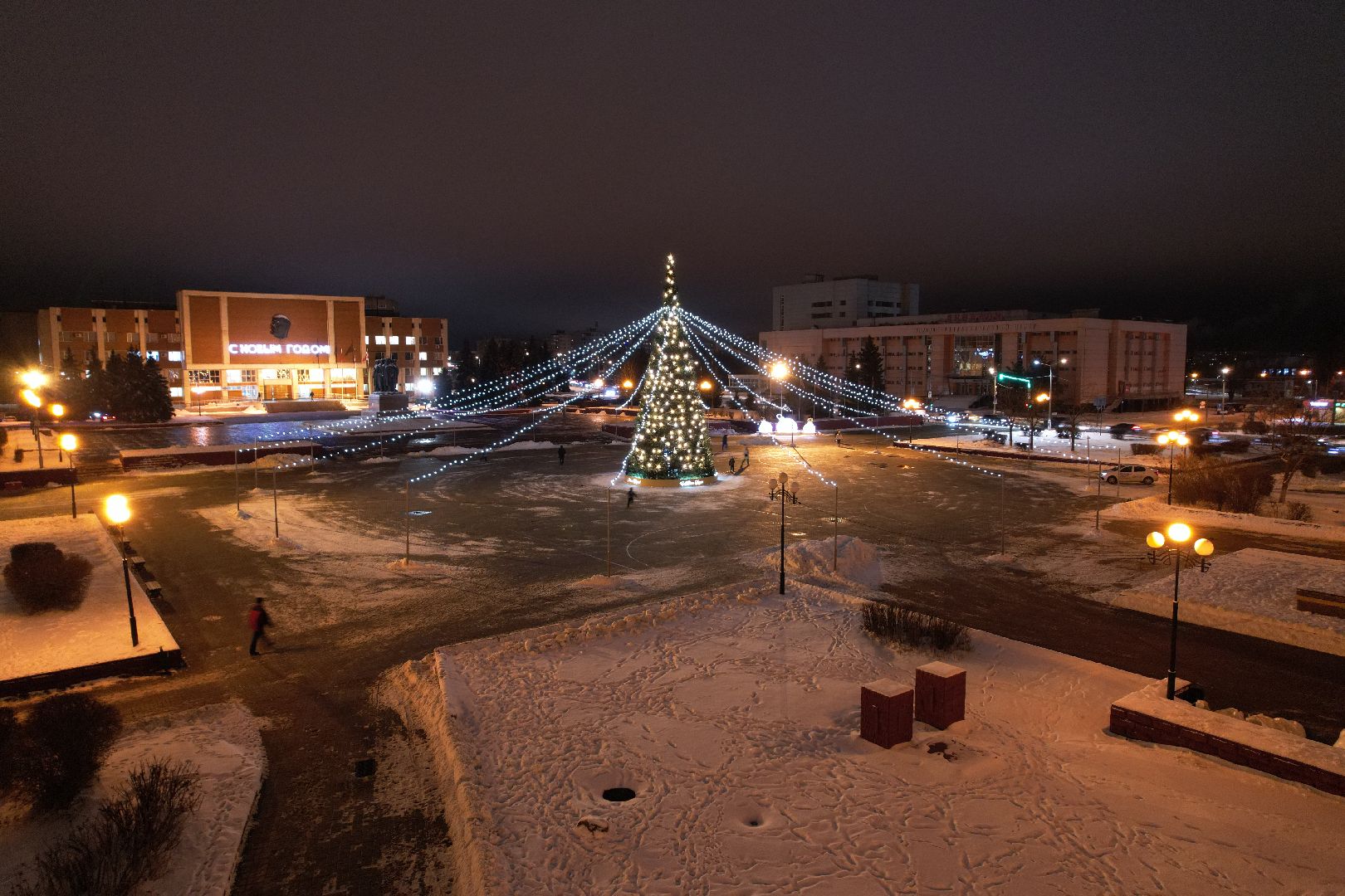 видео с коптера, зима в подмосковье, орехово зуево,