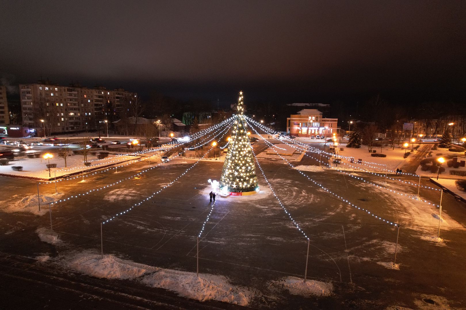 видео с коптера, зима в подмосковье, орехово зуево,