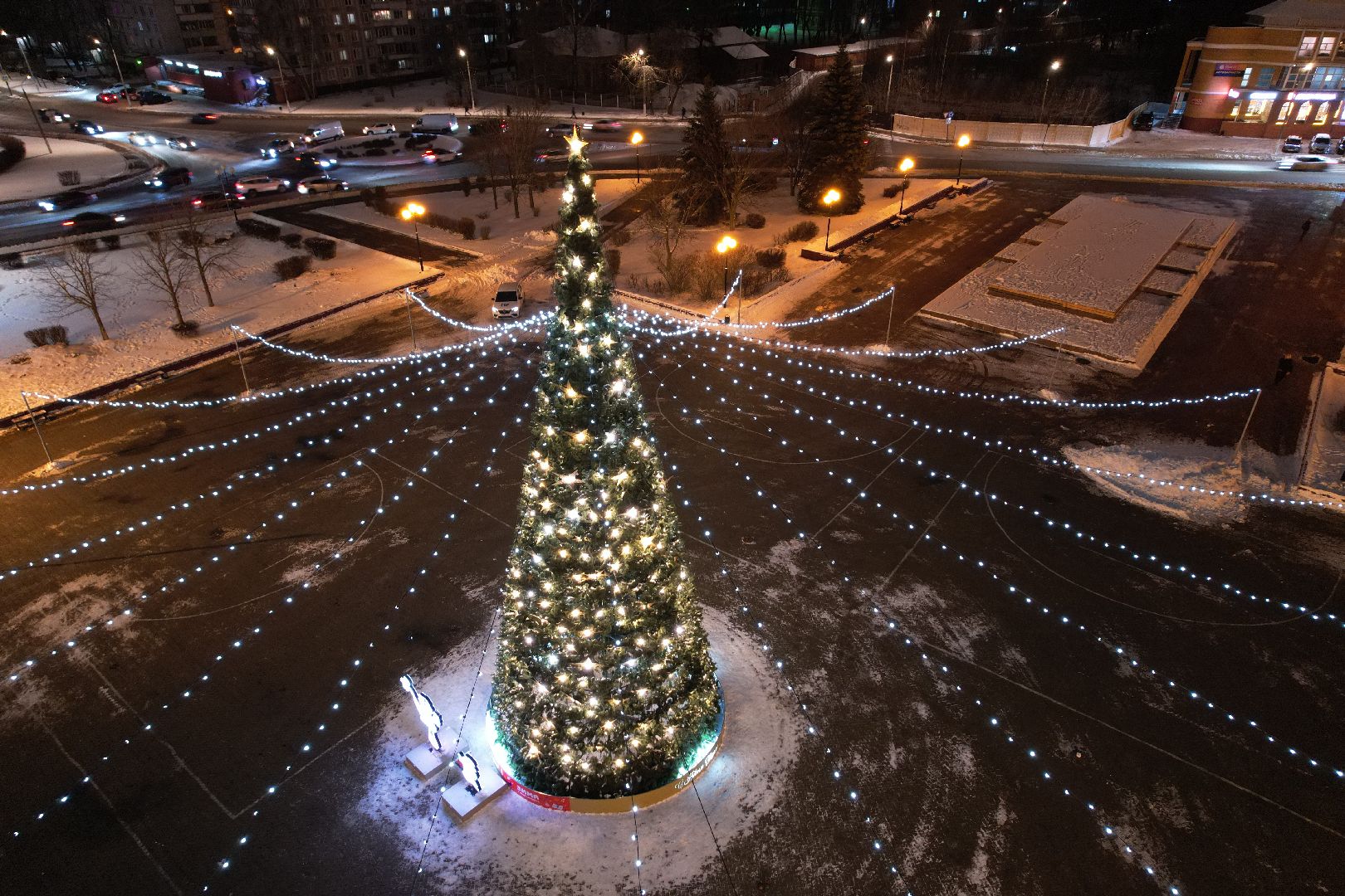 видео с коптера, зима в подмосковье, орехово зуево,