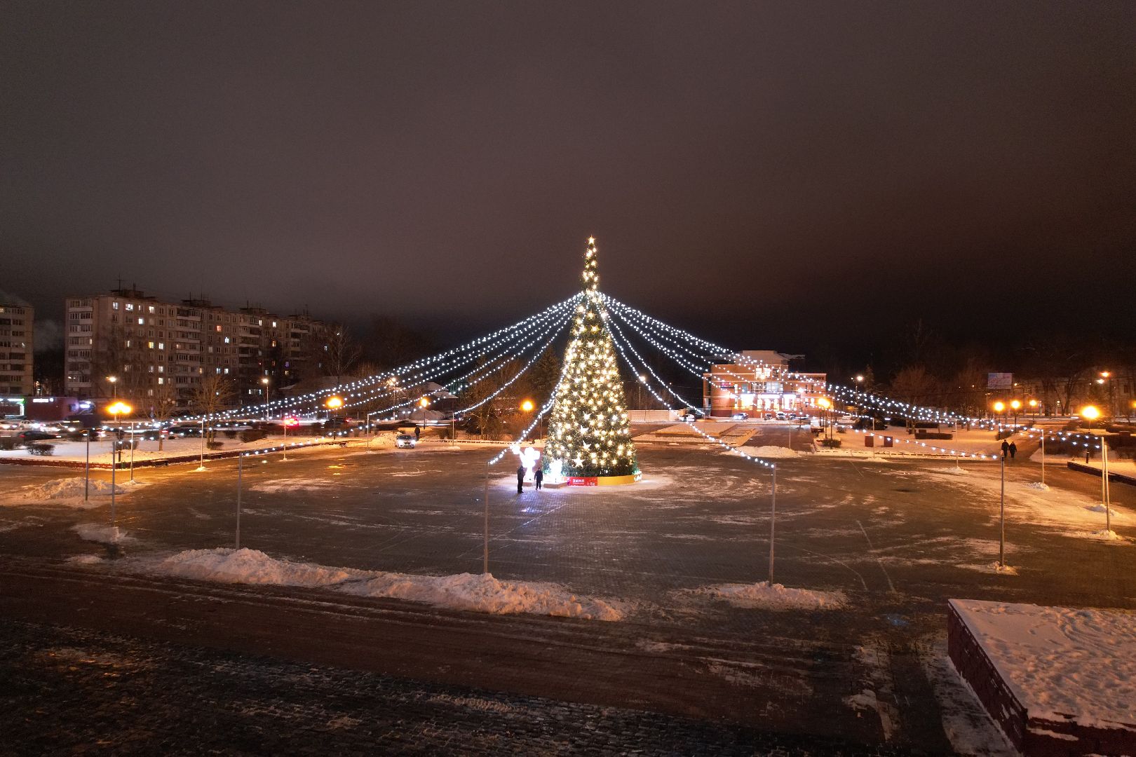 видео с коптера, зима в подмосковье, орехово зуево,