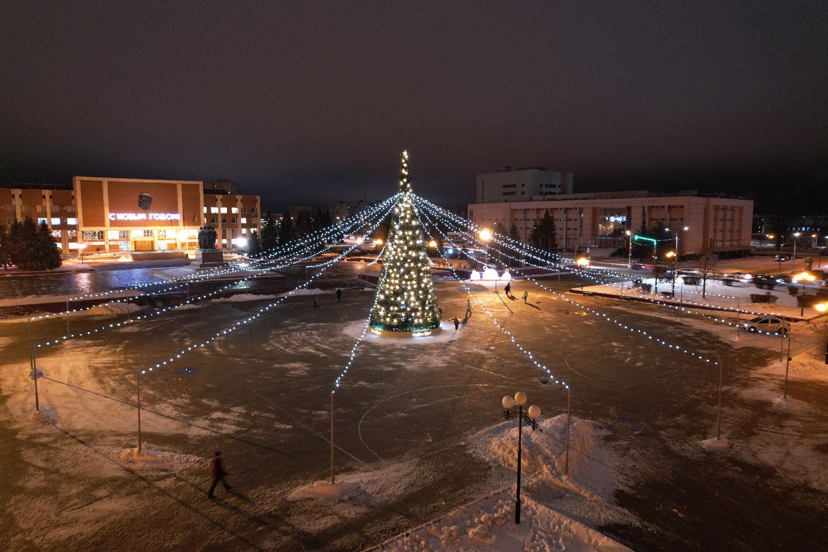 видео с коптера, зима в подмосковье, орехово зуево,