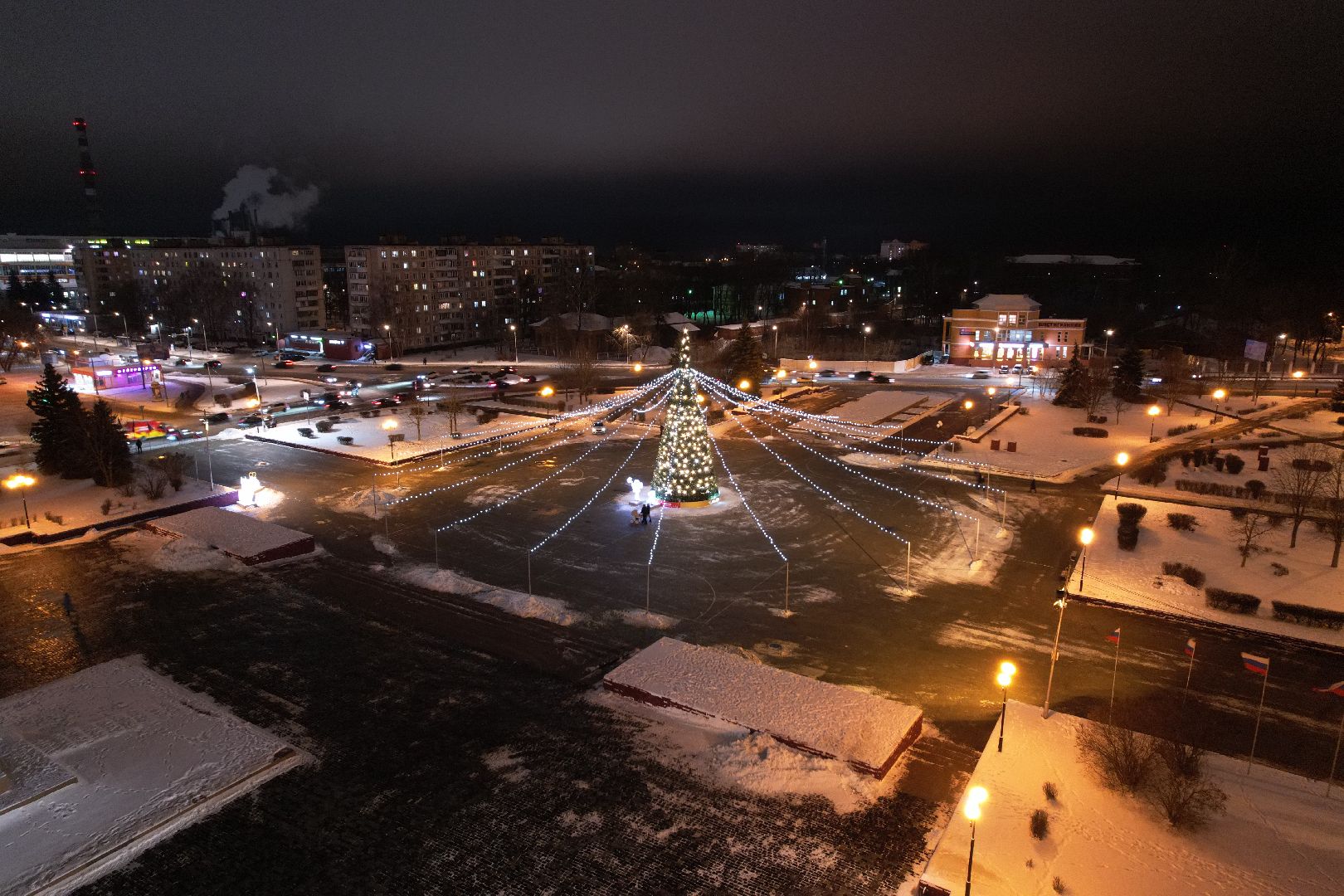 видео с коптера, зима в подмосковье, орехово зуево,