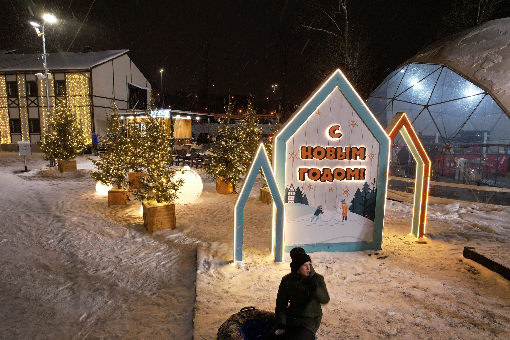 видео с коптера, одинцово, парк, спорт, зима в подмосковье,