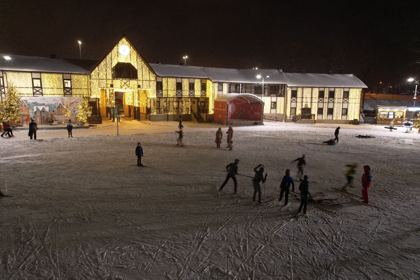 видео с коптера, одинцово, парк, спорт, зима в подмосковье,