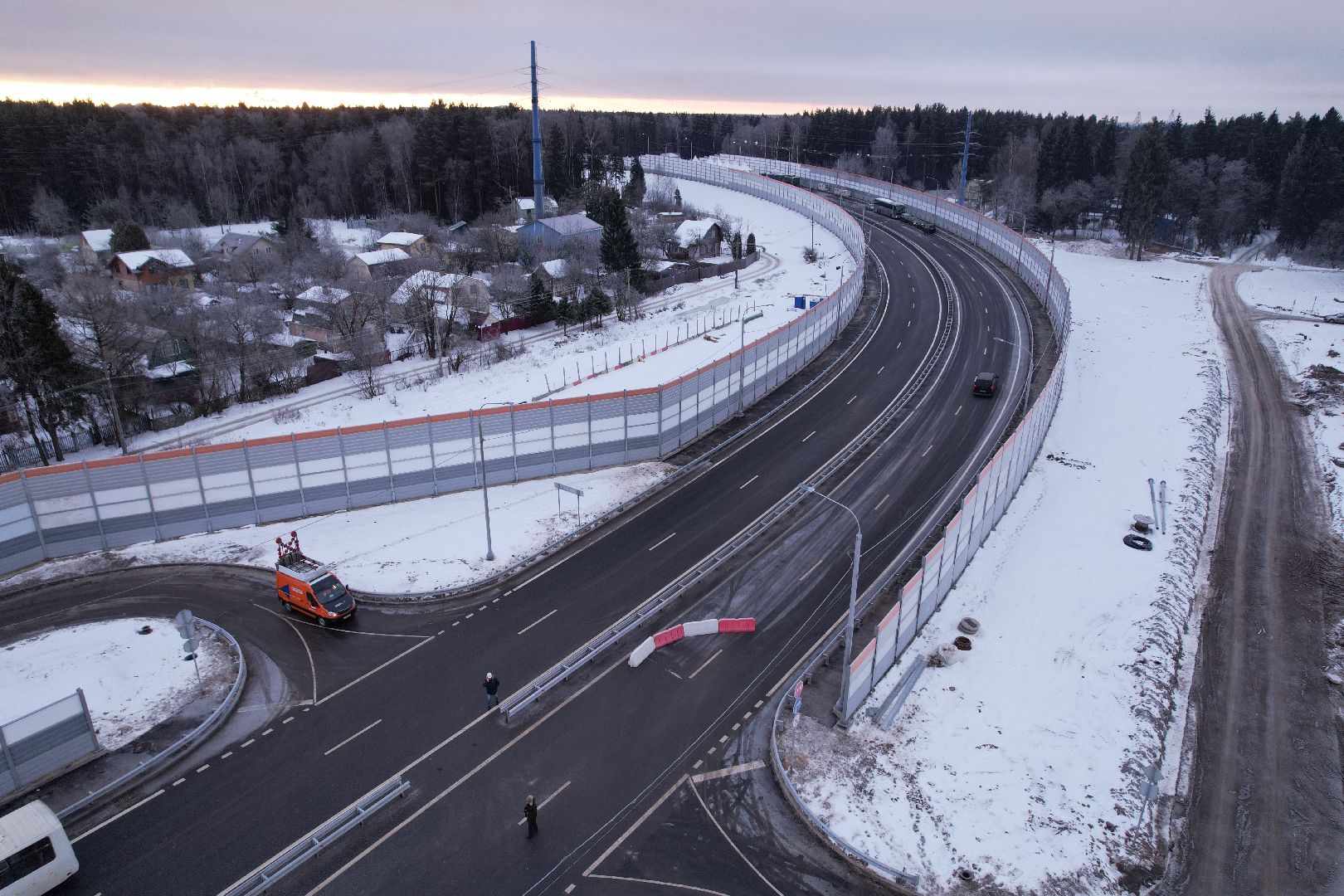 видео с коптера, строительство, дороги,