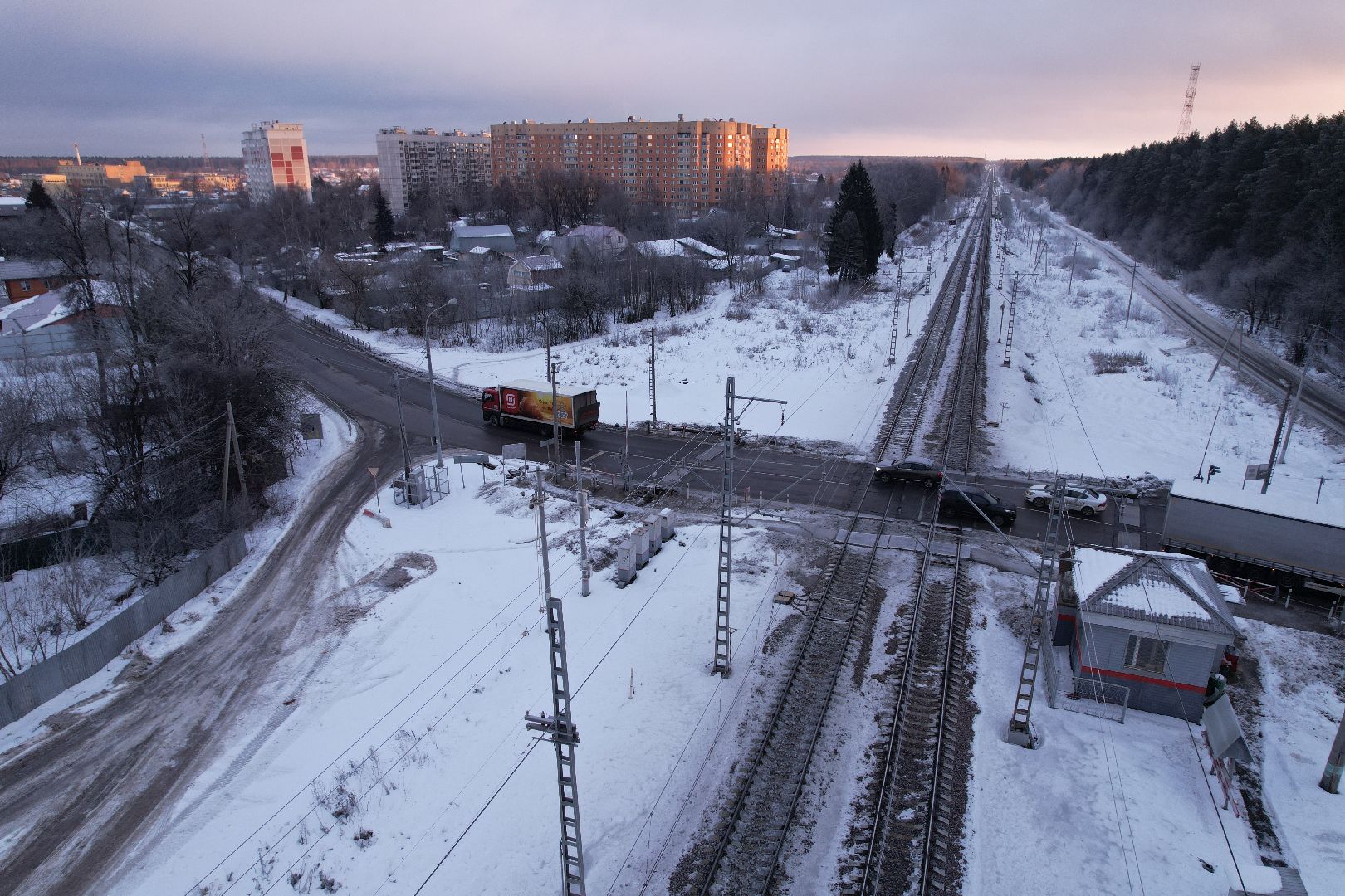 видео с коптера, строительство, дороги,