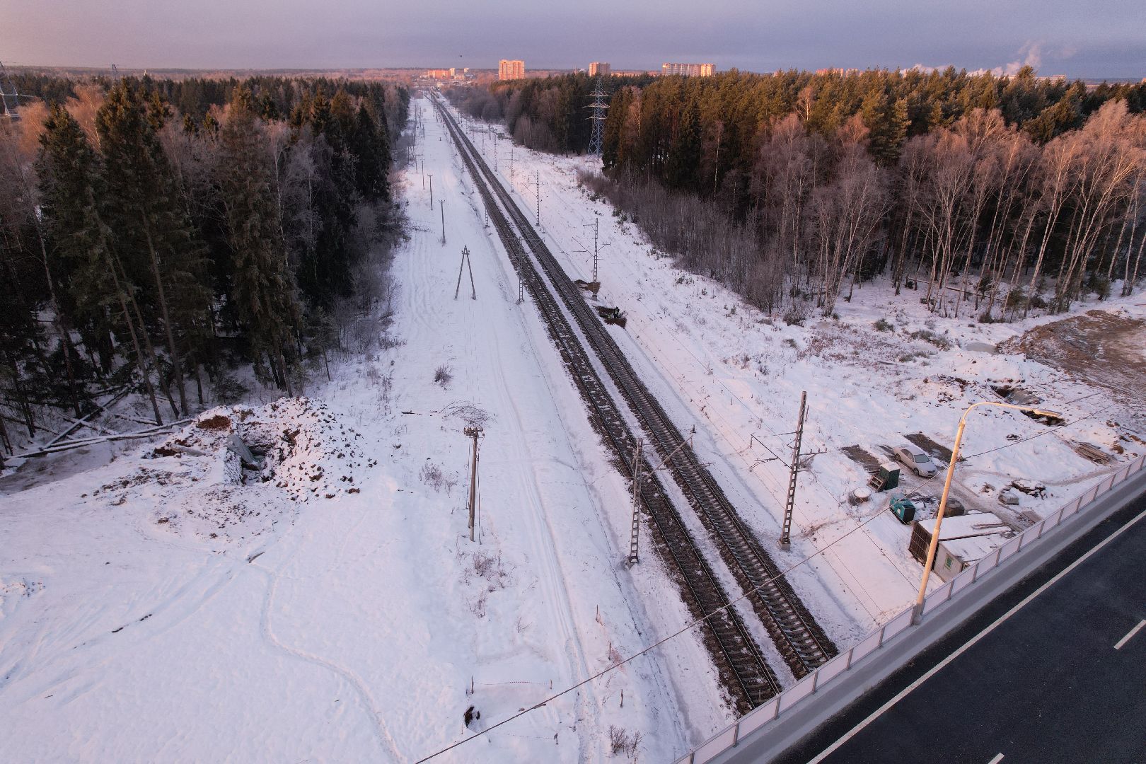 видео с коптера, строительство, дороги,