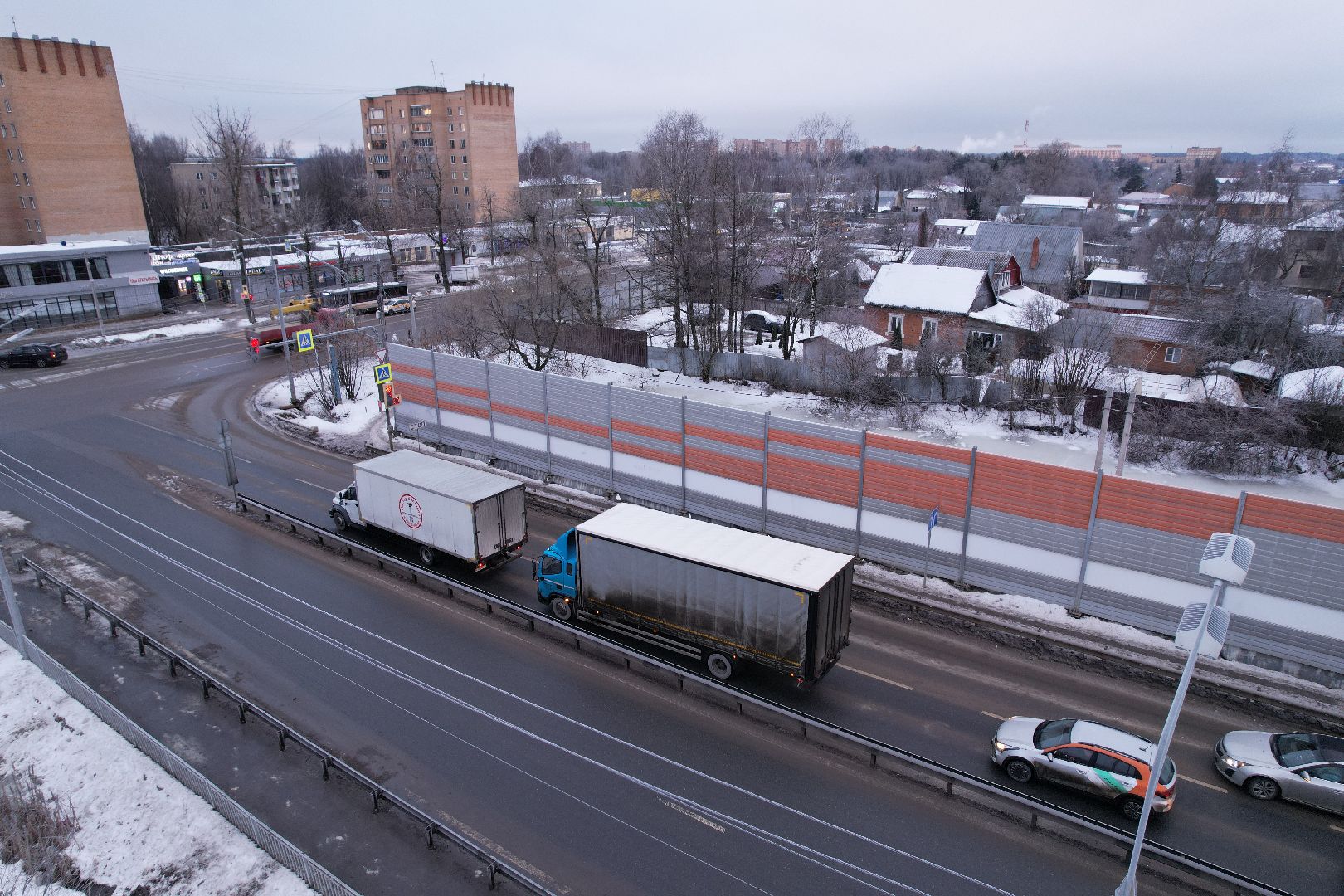 видео с коптера, строительство, дороги,