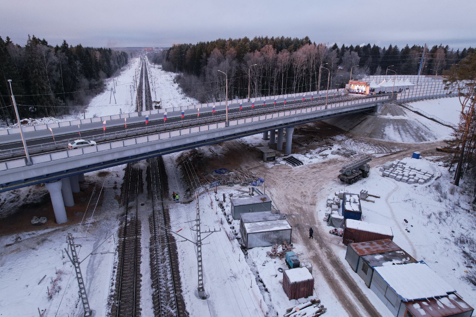 видео с коптера, строительство, дороги,