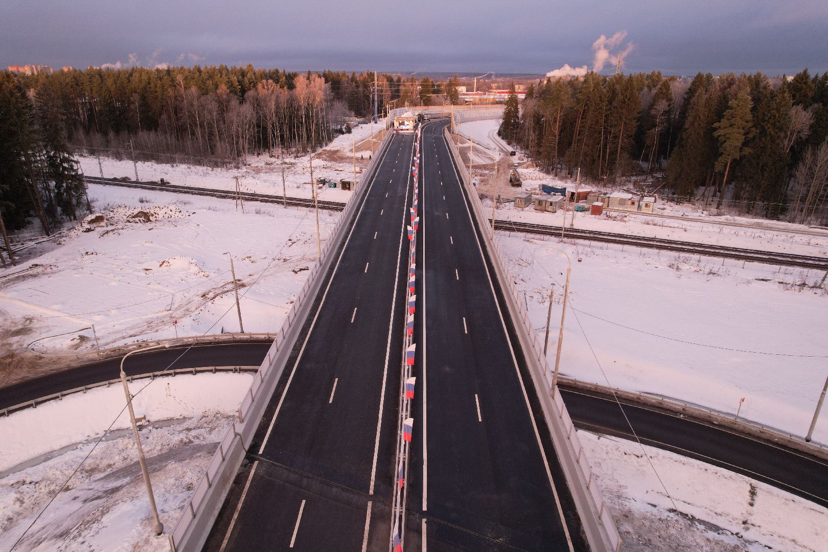 видео с коптера, строительство, дороги,