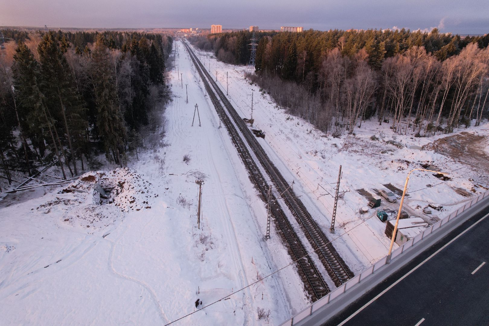 видео с коптера, строительство, дороги,