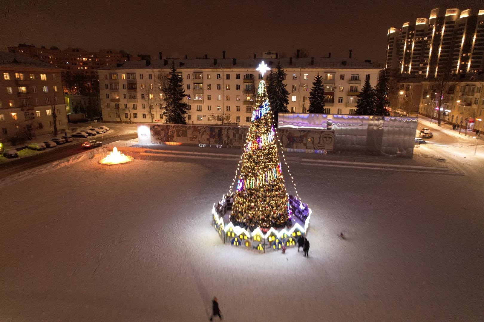 видео с коптера, зима в подмосковье, королёв,