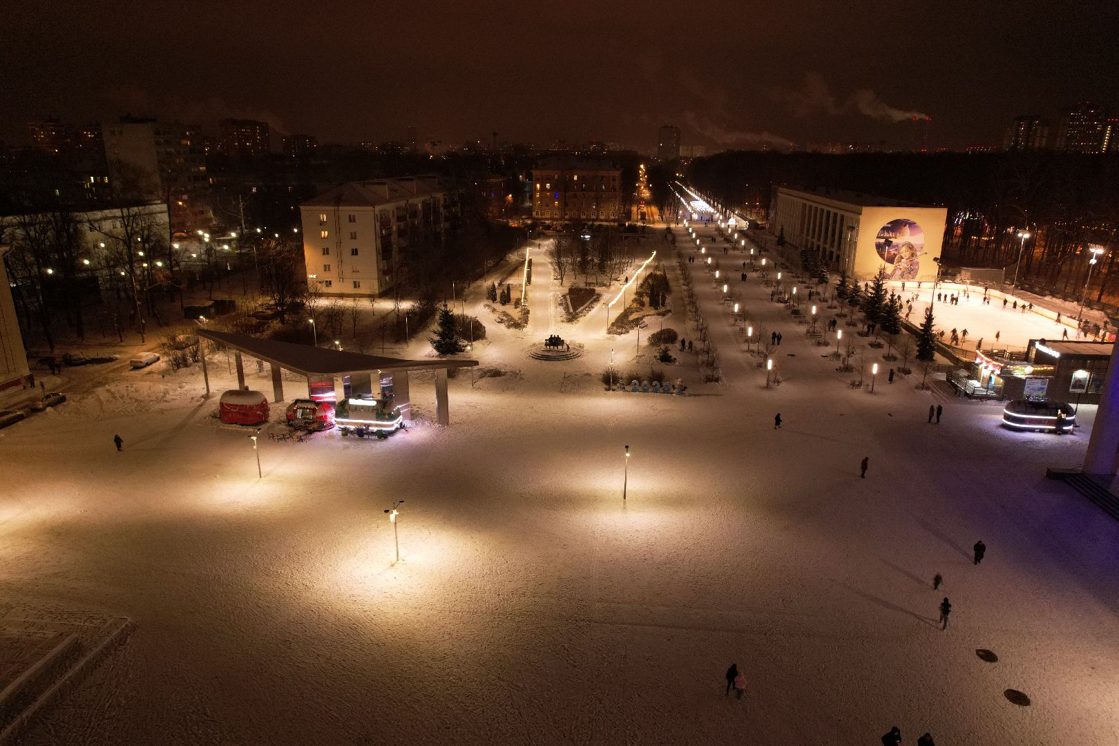 видео с коптера, зима в подмосковье, королёв,