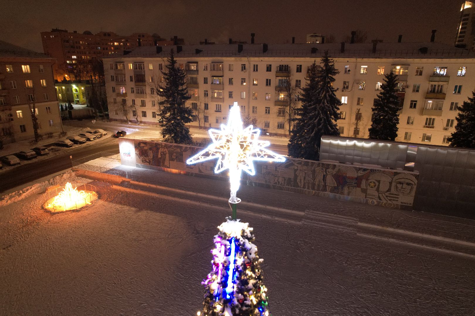видео с коптера, зима в подмосковье, королёв,