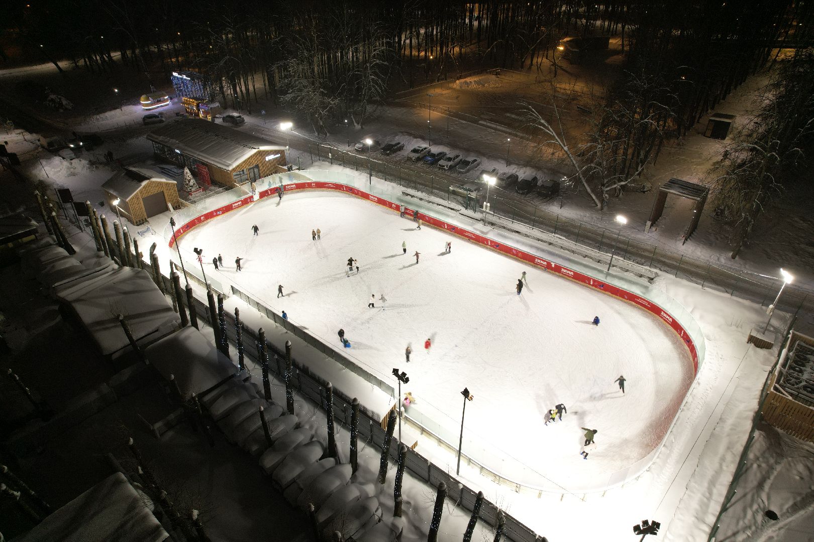 видео с коптера, каток, зима в подмосковье, солнечногорск,