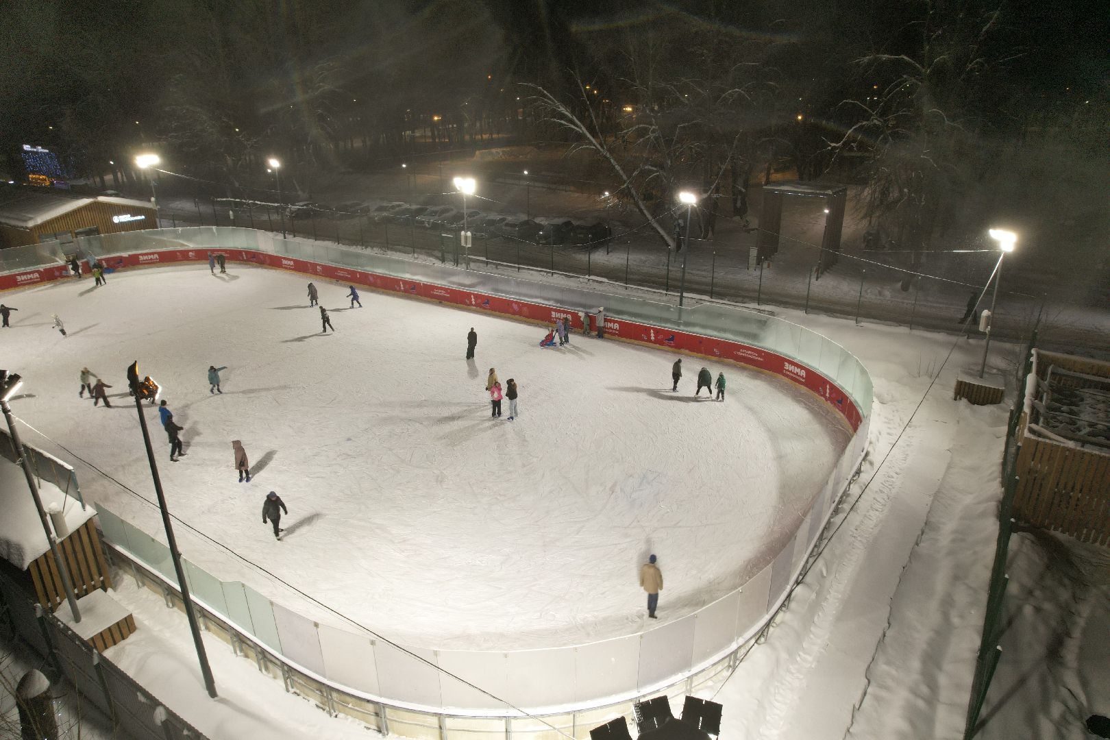 видео с коптера, каток, зима в подмосковье, солнечногорск,