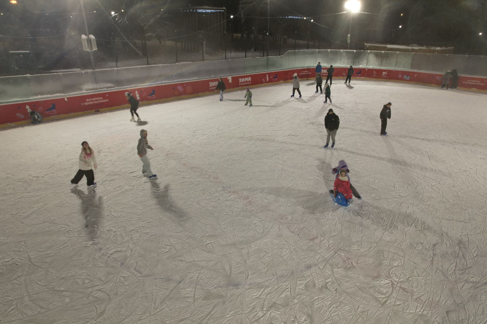 видео с коптера, каток, зима в подмосковье, солнечногорск,