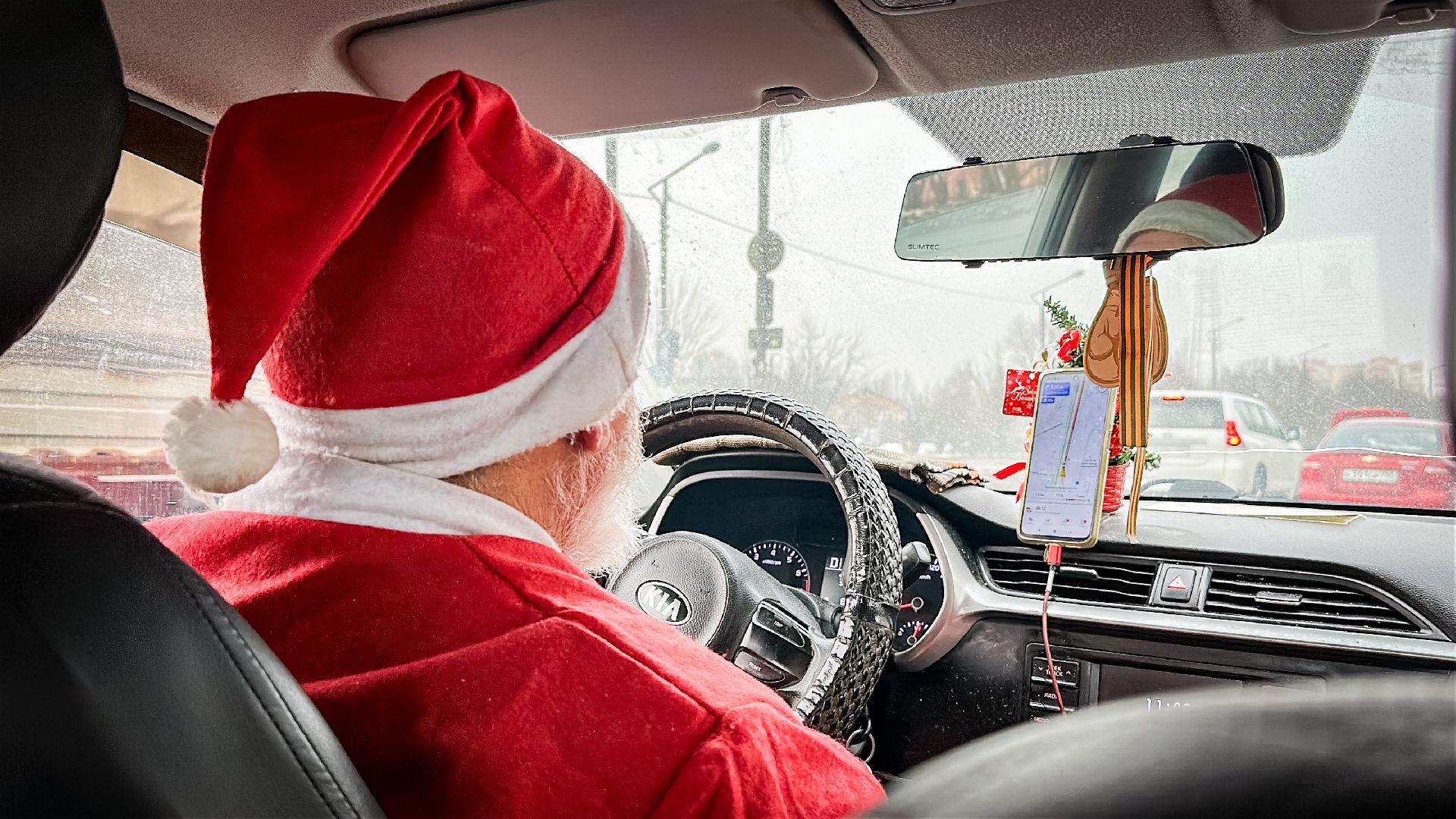 Клин, общество, транспорт, такси, дед мороз,