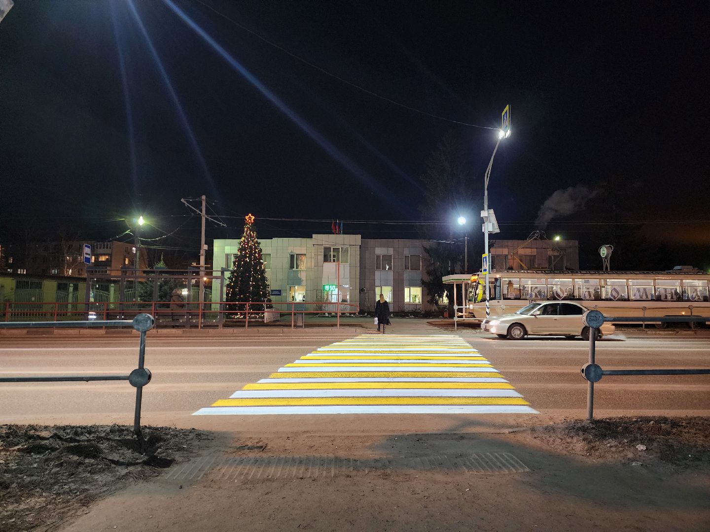 Коломна, дороги, проекционный пешеходный переход,