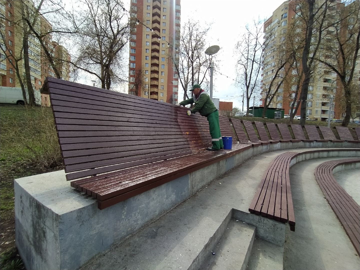 Парк, лавка, покраска, благоустройство