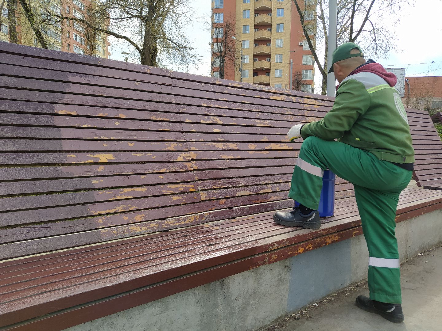 Парк, лавка, покраска, благоустройство