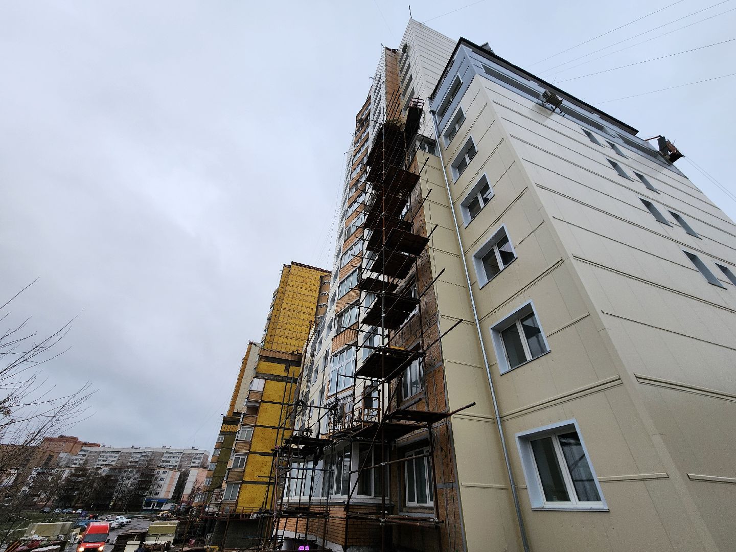 Чехов, улица Дружбы, жилой комплекс Посейдон, капитальный ремонт фасада, вертикалки,