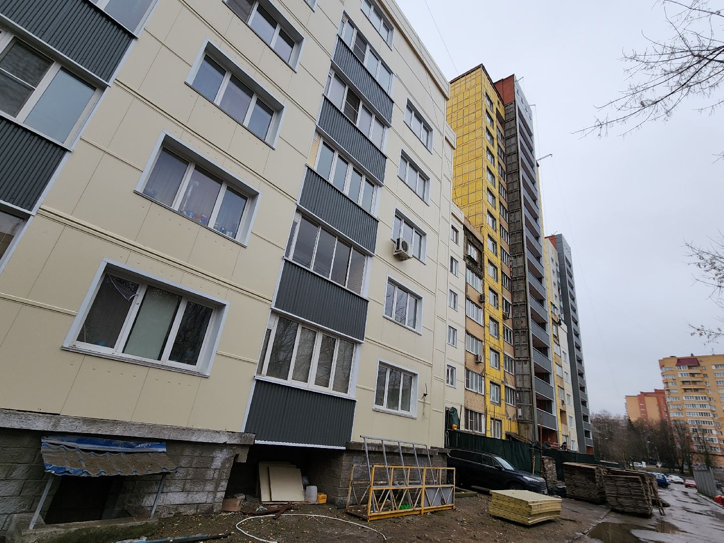 Чехов, улица Дружбы, жилой комплекс Посейдон, капитальный ремонт фасада, вертикалки,