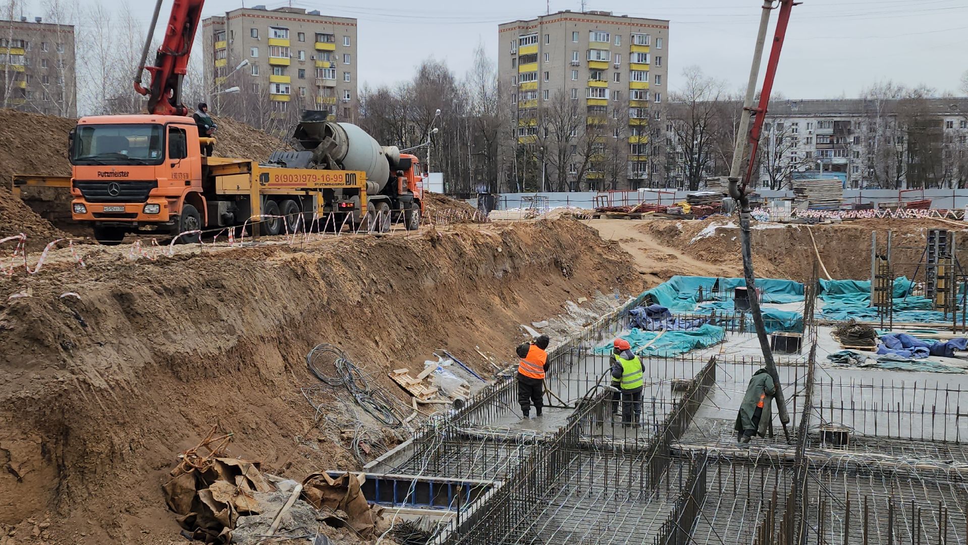 фок с бассейном, Лобня, Строительство, вертикалки,