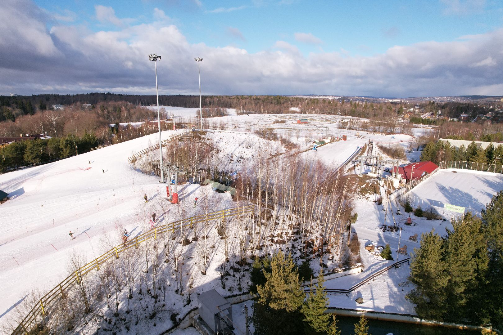 видео с коптера, горнолыжный спорт, дмитров,