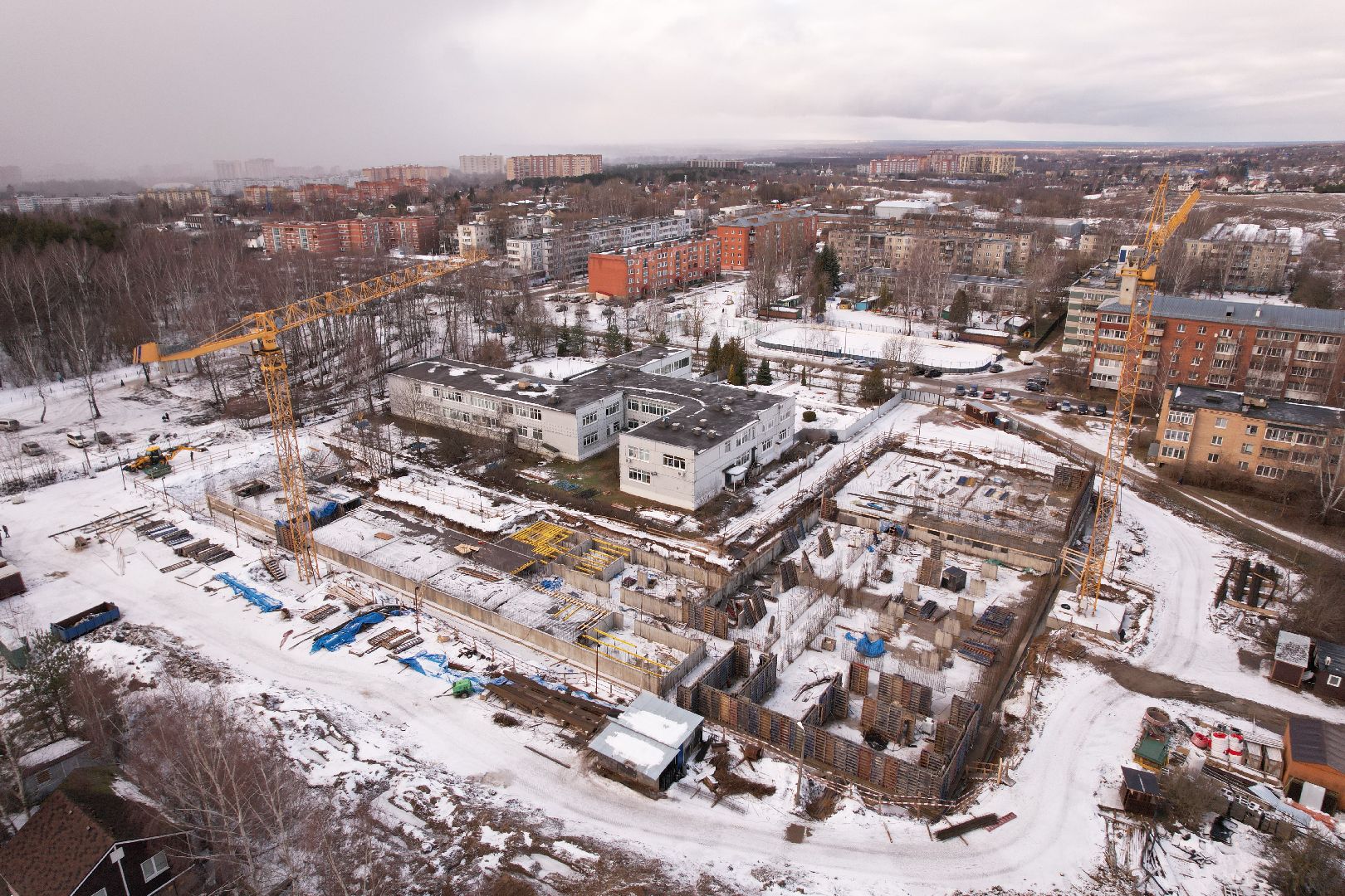 видео с коптера, школа, дмитров,