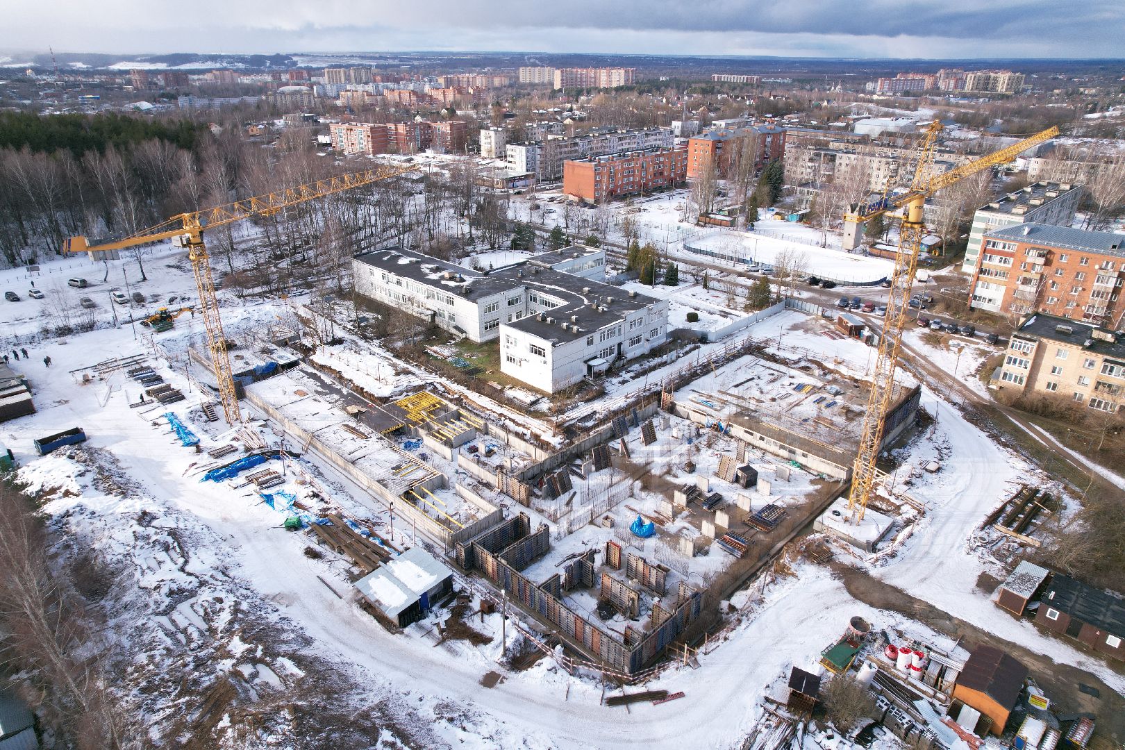видео с коптера, школа, дмитров,