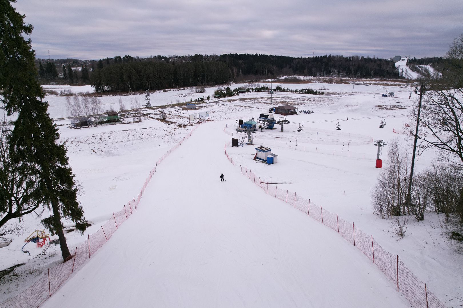 видео с коптера, горнолыжный спорт, дмитров,