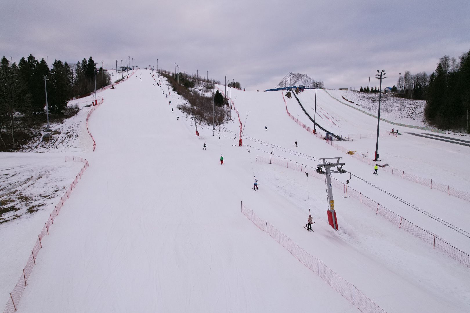 видео с коптера, горнолыжный спорт, дмитров,
